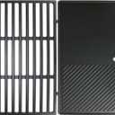 Uniflasy 7637 17.5 Inch Cast Iron Griddle Grates Replacement Part for Weber Spirit E210 E220 S210 S220 with Front Control, Reversible Griddle Plate for Weber Spirit & Spirit II 200 Series