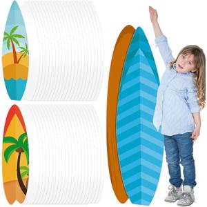 24 Pcs DIY Paper Surfboards Set Surfboard Shape Cardboard Surf and Beach Party Crafts for Kids DIY Paper Craft for Summer Beach Surf Party Decorations Board Wall Decor (8.5 x 31 Inch)