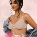 Women's Sexy Sheer Balconette Bra Mesh Unlined Underwire Bras Demi Plunge See Through Unpadded Lace Everyday Bralette (36D, Nude)