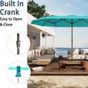 PatioKingdom 15FT Large Patio Umbrella with Base, Double Sided Rectangular Outdoor Umbrella with Sturdy Fiberglass Ribs, Market Umbrella for Pool,Garden,Backyard,Deck (Peacock Blue, 15FT)