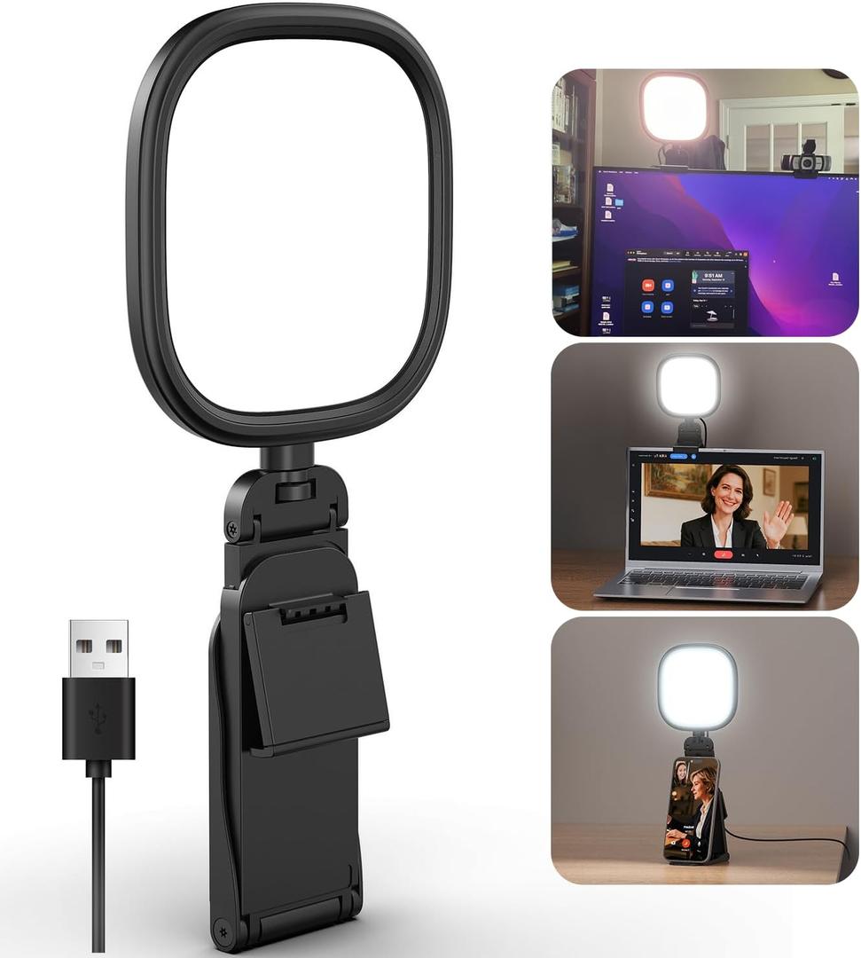 Upgraded Ring Light for Laptop, Monitor, Desk & Phone  Eye-Caring LED Webcam Light with Screen-Safe Clip, Adjustable Monitor Mount, 50 Lighting Modes, Computer Light for Zoom, Streaming, Video Calls