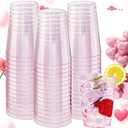 DaYammi 100 Pack 10oz Pink Plastic Cups, Premium Disposable Rose Gold Glitter Plastic Cups for Martini and Cocktail,Disposable Cup with Pink Glitter Perfect for Party Wedding Mother's Day