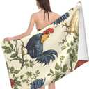 Rooster Beach Towel 31inx51in, Farm Chicken Sand-Free Microfiber Bath Towel Ultra Soft Quick Dry Pool Towel Absorbent Towel Lightweight Towel for Swimming Bathroom Decor