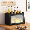 GHWIE Large Bread Box, Easy Access & Cleaning - Bamboo Bread Box for Kitchen Countertop with Acrylic Door (Black, Medium)