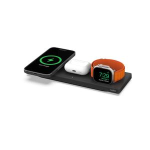 Belkin MagSafe 3-in-1 Wireless Charging Pad - Fast Wireless Charging for Apple Watch, iPhone 17, iPhone 16, iPhone 15, & iPhone 14 Series, & AirPods - Charging Station for Multiple Devices - Black