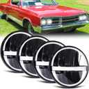 5 3/4'' 5.75" Round white LED Headlights 4pcs H4 HI/LO Beam DRL Compatible for Jeep Wrangler GMC K15/K1500 K25/K2500 K35/K3500 Pickup Suburban Buick Electra