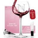 Vaanshie Personalized 16 oz Wine Glass for Women, Custom Monogram Initial N, Engraved Wine Glass Gift for Her, Mothers Day Gifts for Mom, Grandma, Wife