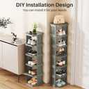 Kitstorack 10-Tier Vertical Plastic Shoe Rack, Freestanding Stackable Shoe Storage Organizer Cubes Shoe Shelf Tower or Small Closets and Tight Spaces, Gray