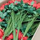 Riceshoot 500 Pcs Artificial Silk Roses Flowers with Long Stem Bridal Wedding Bouquet Realistic Floral Bulks for Garden Home Party Gifts Favor Decoration(Red)