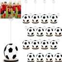 Marspark 20 Pcs Soccer Place Card Holder Sport Ball Shaped Table Number Holder Wooden Base Picture Clip Memo Stand Photo Display Clip for Christmas Tabletop Centerpieces Wedding Birthday Party