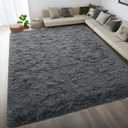 DweIke Dark Grey Area Rugs for Living Room, 3x5 Fluffy Gray Rug for Kids Girls Boys Bedroom, Soft Plush Small Fuzzy Furry Bedside Carpet, Shaggy Throw Carpets for Dorm Nursery Home Decor Aesthetic