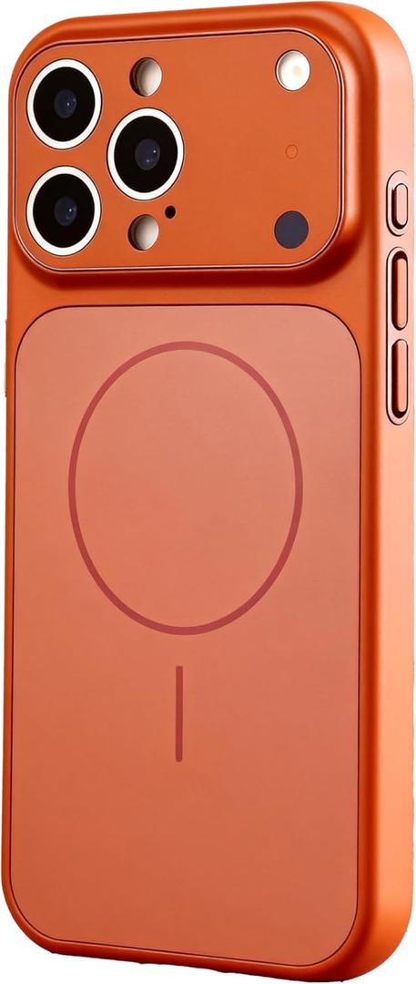 Designed Magnetic Series for iPhone 15 Pro Max Case,[Compatible with MagSafe][Tempered Glass Camera Lens Protection],Luxury Matte Military Grade Drop Protective Hard PC Shockproof Cover,Orange