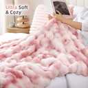 Smoofy Faux Fur Throw Blanket for Couch - Tie-dye Pink Super Soft Cozy Bubble Blanket, Fluffy Plush Fuzzy Throw for Sofa & Bed, Thick Lightweight Warm Blanket, Luxury Aesthetic Gift for Women 60"x80"