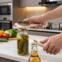 4-in-1 Jar Opener and Bottle Opener, Adjustable Lid Gripper for 1 to 3.5 Inch Caps, Easy Open Kitchen Tool for Seniors, Weak Hands and Stubborn Jars