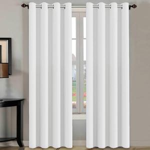 H.VERSAILTEX White Curtains 84 Inches Long for Living Room Thermal Insulated Room Darkening Window Treatment Panels Drapes Light Reducing Curtains for Bedroom, 2 Panels, 52" W x 84" L, White