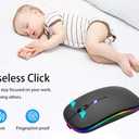 AIKOKOK Wireless Bluetooth Mouse, Rechargeable, Dual Mode Bluetooth 5.2 & 2.4G USB, LED Lights, Slim, Silent, Portable Computer Mouse for Laptop, PC, MacBook, iPad, Tablet (Black)