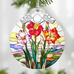 Christmas Ornaments: Stained Glass-Style August Birth Flower Ornament  Christmas Tree Decorations, Holiday Party Gifts, Mother's Day & Birthday Gifts for Women, Mom & Grandma | Birth Flower Gift (May)