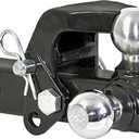 Buyers Products 1802279 Tri-Ball Truck Hitch With Hook, Solid Shank for 2 Inch Receiver Tubes, Chrome Welded Steel Towing Balls, Black Powdercoated, Towing Accessories For Trucks And Trailers