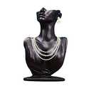 Papinimo Black Resin Jewelry Mannequin Bust Necklace Display Earring Pendant Chain Display Stand Model Holder for Shows Selling Home Decor