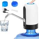 Water Pump for 5 Gallon Jug, CHIVENIDO Drinking Water Pump Water Jug Dispenser USB Charging Water Dispenser with Non Spill Caps for Universal 2-5 Gallon Bottle (White)