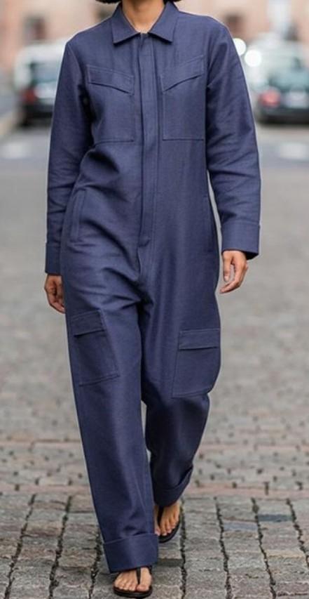 LONG SLEEVES LOOSE SOLID COLOR ZIPPER LAPEL JUMPSUITS