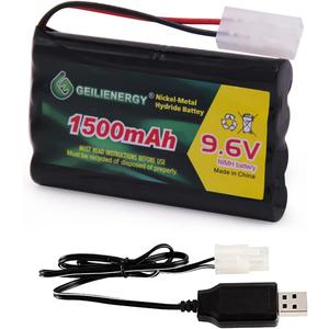 9.6V 1500mAh NI-MH Rechargeable Battery Pack for RC Car Boats Robots and Charger Cable