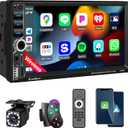 7'' Wireless Apple CarPlay Double Din Car Stereo,Car Radio with IPS HD Touchscreen,Bluetooth 5.2,FM Radio,Backup Camera,Android Auto,Mirror Link,USB/Type-C/AUX/TF,180W Audio Subwoofer Output