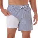 BRISIRA Mens Swim Trunks Swim Shorts Quick Dry 5 inch Inseam Beach Shorts with Compression Liner and Zipper Pocket5XL