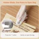 Rechargeable Mini Bag Sealer with Cutter and Magnet, Portable Heat Sealer for Plastic Bags and Snacks, White