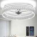 20" Ceiling Fans with Lights and Remote,Dimmable,6-Speed,Bright | 20" Flush Mount,5-100% Dim 3K/4.5K/6.5K Bright LED,Night Light & Memory,Remote/App,6 Quiet Speeds,Reversible,Easy Install