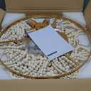 Bohemia Wood Beaded Chandelier - Boho 5-Light Gold and Oak Finish Beaded Light Fixture for Dining, Living, Bedroom, Nursery, Girl Room, Hallway, Entryway