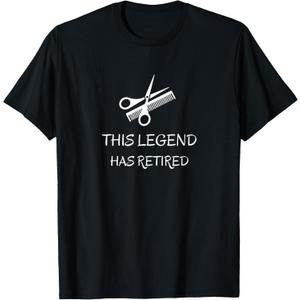 Hairdresser This legend has retired Funny barber retirement T-Shirt (Black), Small