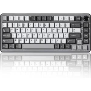 YUNZII B75 PRO Wireless Mechanical Keyboard,75% Layout with Knob,Hot Swap Gasket Custom Structure,Creamy Pre-lubed Switches,RGB Backlit,BT/Type-C/2.4G for Win/Mac(Cocoa Cream V2 Switch,Dark Grey)