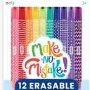 Ooly Make No Mistake Erasable Markers, Stress and Mess Free Marker Pack You Can Erase, Drawing & Coloring Pens for Kids and Adults, Colorful Back to School Supplies for Any Arts & Crafts, Set of 12