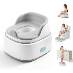 lalalark 3-in-1 Toddler Potty Training Toilet, Baby Potty Training Seat & Step Stool with Seamless TPE Seat, Extended Splash Guard, Easy-Clean Non-Absorbent Chair Toilet Trainer for Home Travels