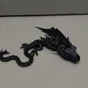3D Printed Dragon with Wings, Fidget Dragon Toys, 3D Printed Animals, Flexible Articulated Winged Crystal Dragon Model,Home Office Decor Desktop Pet(Silk Black)