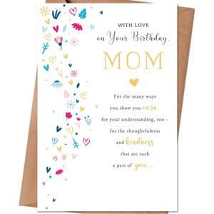 6 x Mom Birthday Card, Birthday Card Gift for Mom from Son Daughter Kid, Mother Bday Cards from Kids