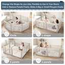 Large Baby Playpen for Babies and Toddlers 79x71 Inch, Adjustable Foldable Indoor & Outdoor Play Pen for Toddlers Twins Baby Fence Play Yards with Breathable Mesh Anti-Fall Playpen,Khaki