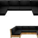 14-Piece Patio Furniture Cushions Set, Replacement Outdoor Cushions for 6-Seat Patio Sectional, Waterproof & Fade Resistant Deep Seat Cushion for Outdoor Sofa, Black