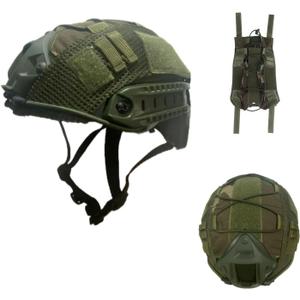 CMAIR4U Airsoft Fast Helmet with Helmet Cover,PJ Type Tactical Helmet with Front NVG Mount and Side Rail,Military Tactical Airsoft Gear (OD)