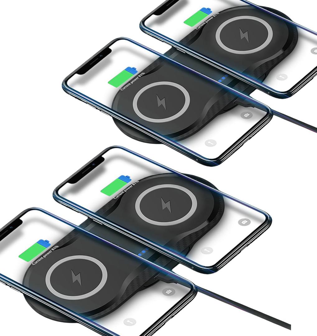 2 Pack Dual 15W Wireless Charger for Multiple Devices, 30W Fast Wireless Charging Pad/Mat for Apple iPhone, for AirPods, for Samsung Phone, for Google Pixel, and All Qi-Enabled Devices (Black-2Pack)