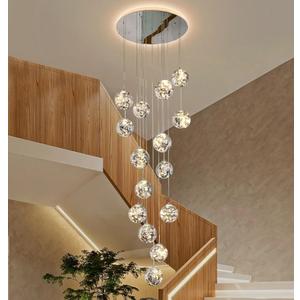 15-Light LED Staircase Chandelier Crystal Ceiling Lights Large Chandeliers for High Ceilings, Entryway Modern Lighting Fixture Villas and Stairs, Adjustable Length 23" W x100 H,75W 15-Light LED Staircase Chandelier Crystal Ceiling Lights Large Chandeliers for High Ceilings, Entryway Modern Lighting Fixture Villas and Stairs, Adjustable Length 23" W x100 H,75W