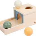 Adena Montessori Wooden Toy for 6-12 Month Baby 3 Balls, Object Permanence Box with Tray Colorful Learning Education Toy for Toddler Kid 1-2 Year Old, Preschool Developmental Girl and Boy Gift