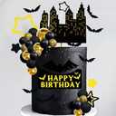 Superhero Bat Cake Topper Bat Cake Decor - Happy Birthday Decorations for Hero Themed Party Supplies (Black)
