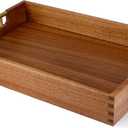 LotFancy Wood Serving Tray, 17x13 Inch, Large Ottoman Tray with Handles, Decorative Wooden Tray for Living Room, Ottoman, Coffee Table, Countertop Centerpiece (Brown)