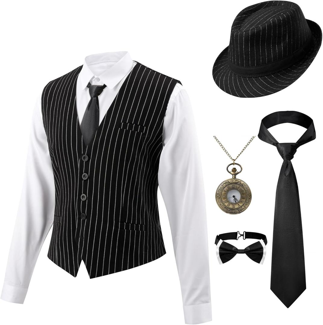 Spooktacular Creations Halloween Mobster Gangster Mens Costume, Roaring 20s Halloween Costumes for Men 2025, 1920s Suit (X-Large)