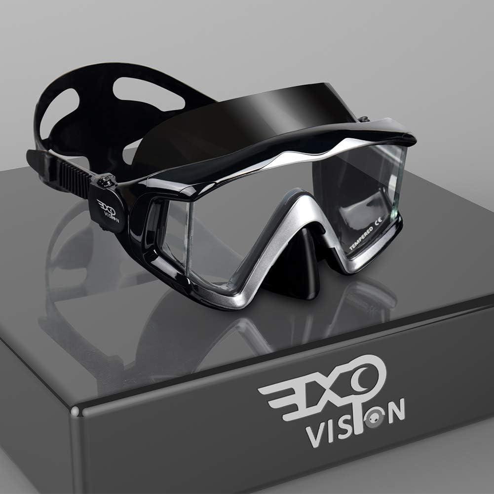 Adult Pano 3 Scuba Diving Mask, Tempered Glass Snorkel Mask Anti-Fog Swim Mask No Leakage Swim Goggles with Nose Cover Snorkeling Gear for Snorkeling, Freediving, Swimming (Black)