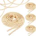 Loetere 4 Pcs 72 ft Christmas Tree Wood Bead Garland Christmas Wooden Beads Garland Hanging Boho Xmas Decor Rustic Farmhouse Home Decor for Table Wall Holiday Mantel Ornaments(Regular,Wood Color)