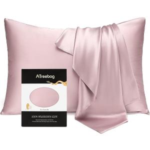 Pillowcase 100% Mulberry Silk for Hair and Skin, Double Sided 19 Momme Pure Silk Pillow Case with Hidden Zipper and Gift Box (Light Plum, 1 PC, Toddler 13"x18")