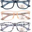 3 Pack Bifocal Reading Glasses for Women Men Bi-focal Readers PC Frame Fixed Hinge Dual Focal Clear Top Eyewear, Black + Pretty Pink + Pea Color, +3.00
